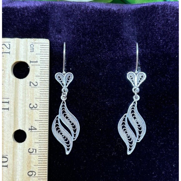 925 Sterling Silver Turkish Filigree Earing for Women, NEW,HandmadeGift - Picture 2 of 5